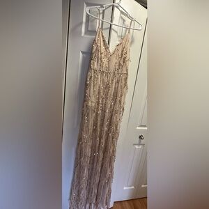 Fashion Nova Beige Sequin Maxi Dress